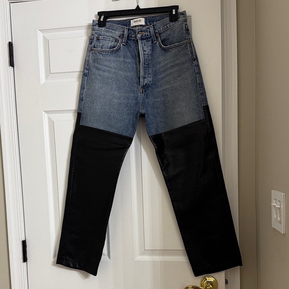 AGOLDE. Two-Tone Blue and Black Jeans